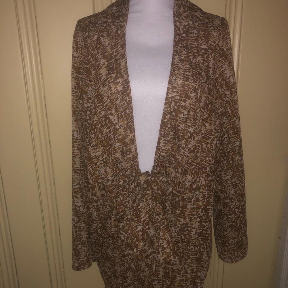 Brown/Tan front tie cardigan, gently used